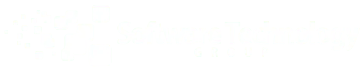 Software Technology Group logo in black and white